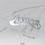 Russian Name Necklace with Bunny in 14k White Gold - "Alisa" - 1
