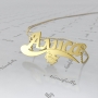 Russian Name Necklace with Bunny in 14k Yellow Gold - "Alisa" - 1