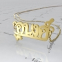 Thai Name Necklace with Butterfly in 14k Yellow Gold - "Anong" - 1