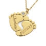 Personalized Baby Feet Name Necklace with Diamond in 10K Yellow Gold  - 2