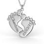 Personalized Baby Feet Name Necklace with Diamond in 14K White Gold  - 1
