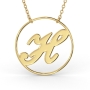 Monogram Circle Necklace in 10K Yellow Gold  - 1
