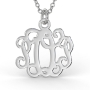 Small Monogram Necklace in 10K White Gold  - 1