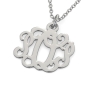 Small Monogram Necklace in 14K White Gold  - 2