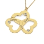 Triple Heart Necklace with Diamonds in 14K Yellow Gold - 2