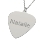 Guitar Pick Necklace with Name in 10k White Gold - 2