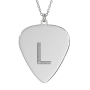 Guitar Pick 14k White Gold Necklace with Initials - 1