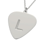 Guitar Pick 14k White Gold Necklace with Initials - 2
