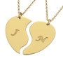 Heart Breakable Shaped Necklace with Initials in 18k Solid Yellow Gold - 2