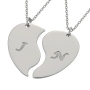 Heart Breakable Shaped Necklace with Initials in 18k Solid White Gold - 2