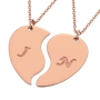 Heart Breakable Shaped Necklace with Initials in 18k Solid Rose Gold - 2