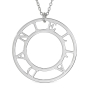 Round Pendant Necklace with Initials In 14k White Gold - 1