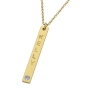 Vertical Bar Necklace with Diamond in Yellow 18k Gold-Plating - 2