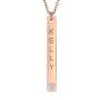 Vertical Bar Necklace with Diamond in 14k Rose Gold - 1