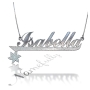 Customized Name Necklace with Sparkling Flower in 14k White Gold - "Isabella" - 1