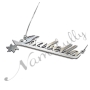 Customized Name Necklace with Sparkling Flower in 14k White Gold - "Isabella" - 2