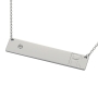 Horizontal Bar Necklace with Initials and Diamond in Sterling Silver - 2