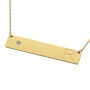 Horizontal Bar Necklace with Initials and Diamond in 18k Yellow Gold-Plating - 2