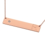 Horizontal Bar Necklace with Initials and Diamond in 14k Rose Gold - 2
