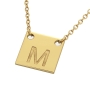 Square Necklace with Central Initials in 14k Yellow Gold - 2