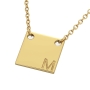 Square Necklace with Initials in Corner in 14k Yellow Gold - 2