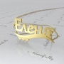 Russian Name Necklace with Hearts in 14k Yellow Gold - "Elena" - 1