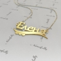 Russian Name Necklace with Hearts in 14k Yellow Gold - "Elena" - 2