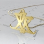 Chinese Name Necklace with Flower in 18k Yellow Gold Plated Silver - "Huan" - 1