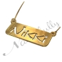 Cutout Name Plate Necklace with Diamonds in 10k Yellow Gold - "Nikki" - 2