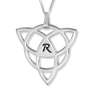 Trinity Knot lnitial Pendant, Sterling Silver, Etched - 1