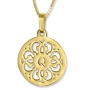 Flower Initial Necklace, Laser-Cut Pendant, 24k Gold Plated - 1