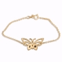 Double Thickness Gold-Plated Double Initials Butterfly Bracelet  - 1