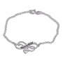Double Thickness Sterling Silver Infinity Heart Personalized Couples Name Bracelet  - 1