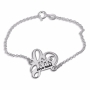 Double Thickness Sterling Silver Personalized Love Script Couples Name Bracelet - 1