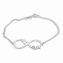 Double Thickness Sterling Silver Infinity Name Bracelet with Feather - 1