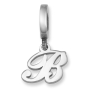 Sterling Silver Traditional Script Font Single Initial Bracelet Charm - 1