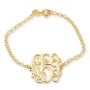 24K Gold Plated Cursive Monogram Triple Initial Personalized Bracelet - 1