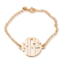 24K Rose Gold Plated Bold Font Monogram Triple Initial Personalized Bracelet  - 1