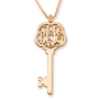 24k Rose Gold Plated Silver Triple Initial Monogram Key Necklace-Script Font - 1