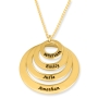 24k Gold Plated Silver Personalized Rings of Family Name Necklace (Up To 4 Names) - 1