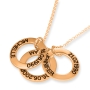 24k Rose Gold Plated Silver Birth Date and Names Personalized Rings Family Necklace (Up to 5 Names) - 1