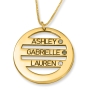24k Gold Plated Silver Double Thickness Family Ladder Three Name Birthstone Circle Necklace - 1