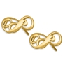 24k Gold Plated Silver Double Infinity Personalized Initials Stud Earrings - 1