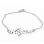 Double Thickness Sterling Silver Classic Script Name Bracelet - 1