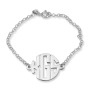 Sterling Silver Bold Font Monogram Triple Initial Personalized Bracelet - 1