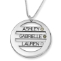 Sterling Silver Double Thickness Family Ladder Three Name Birthstone Circle Necklace - 1