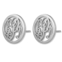 Sterling Silver Circular Monogram Personalized Stud Earrings-Cursive Font - 2