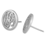 Sterling Silver Circular Monogram Personalized Stud Earrings-Cursive Font - 3