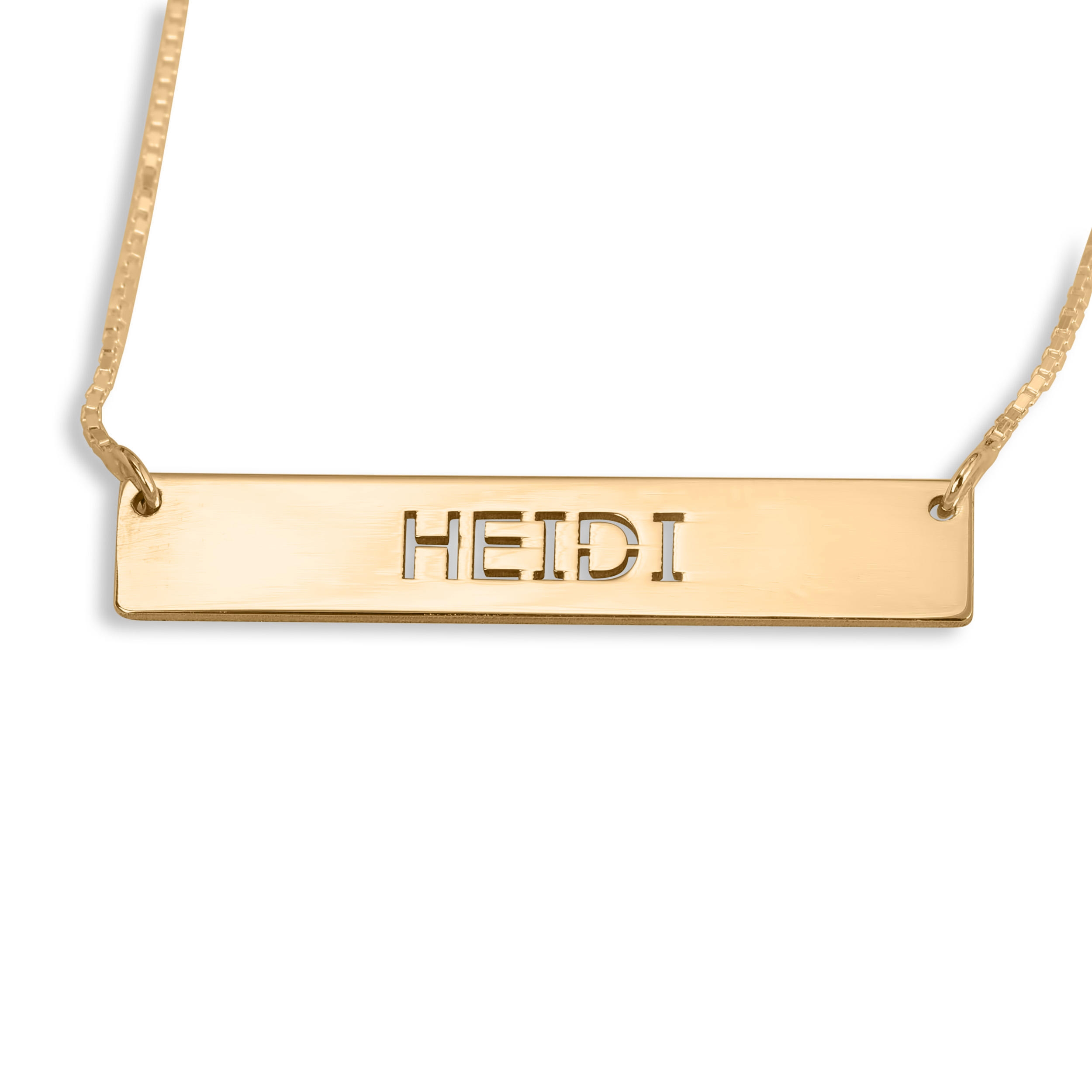 Gold Tone Personalized Laser Engraved Name Plate Bar Chain Necklace  Engraving Pendant 1008