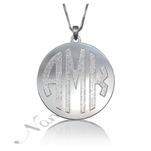 Monogram Necklace with Sparkling Letters in Sterling Silver - "AMK"
